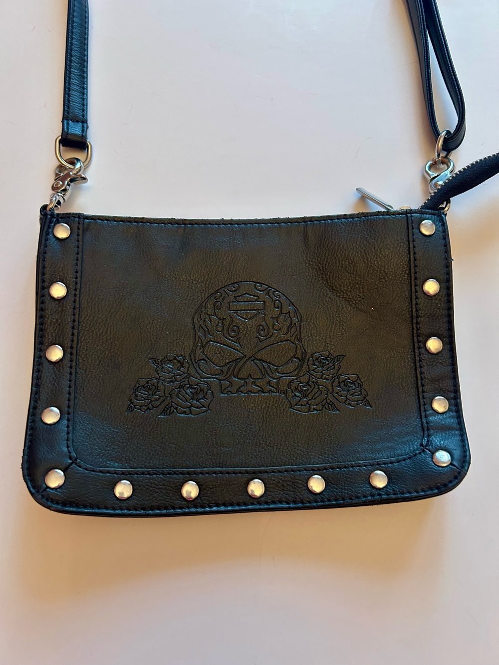 Black Crossbody Bag by Harley Davidson with Sugar Skull design.
